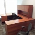 Autumn Maple C / U Suite Desk, Overhead Storage